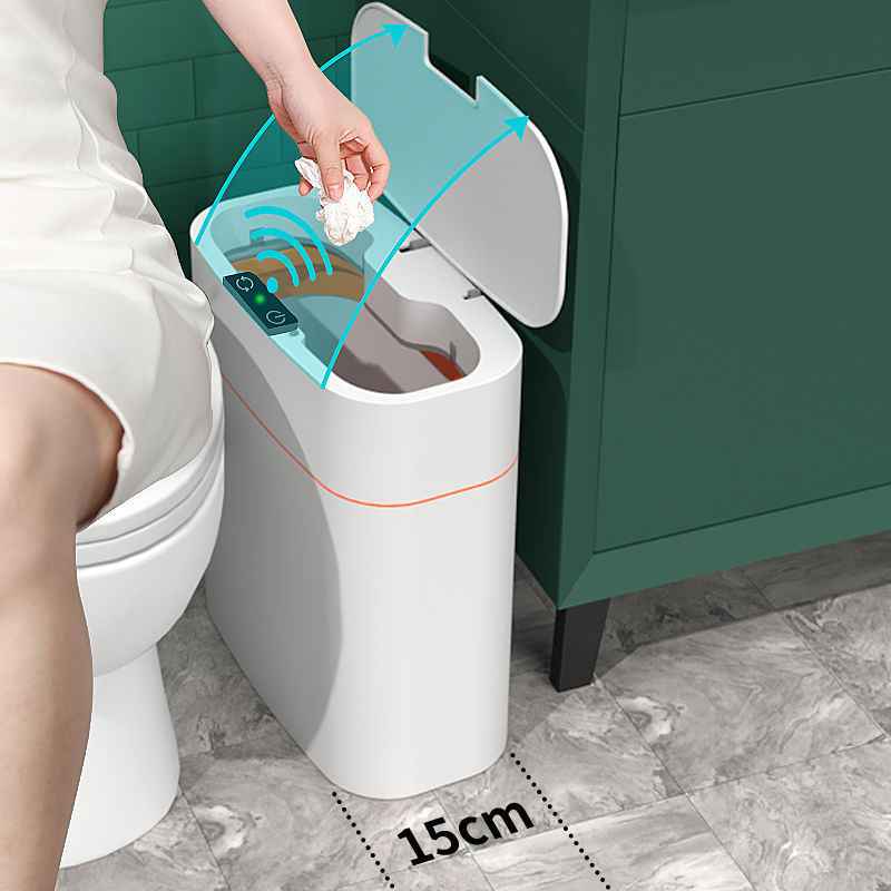 Smart Trash Can With Lid For Bedroom And Living Room Kitchen Storage Box Trash Can Induction Small Car Box Automatic Smart Dustbin Smart Trash Bin - EZEEGET