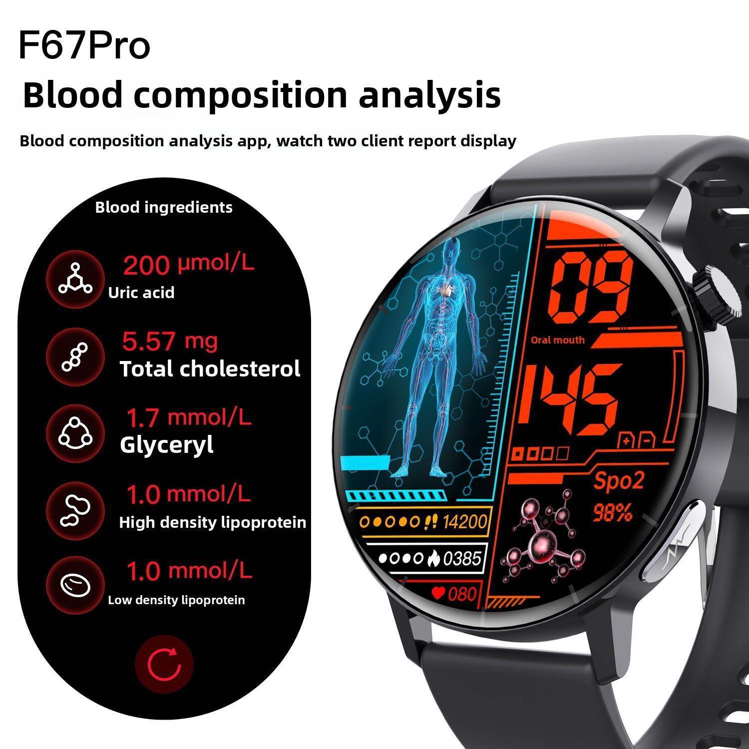 Smart Watch Non-Invasive Blood Glucose Body Temperature Blood Pressure Blood Oxygen Automatic Measurement ECG Ppg Blood Lipid Health Manager EZeeget online shop
