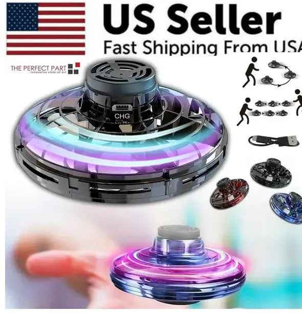 Flying Fidget Spinner Drone Ball UFO Stress Relief Toy for Kids & Adults with LED Lights - EZEEGET