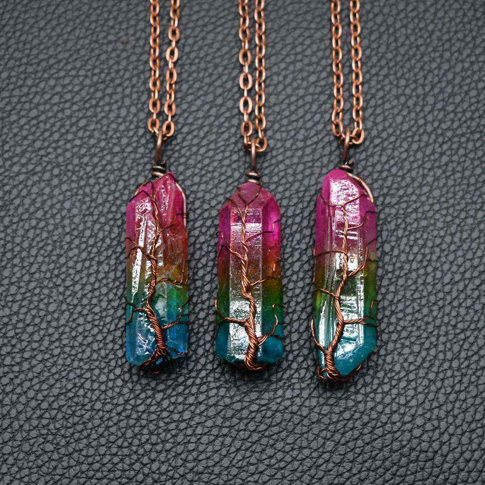 Hot Selling Stone Crystal Pendant Tree Of Life Necklace Fashion - EZEEGET