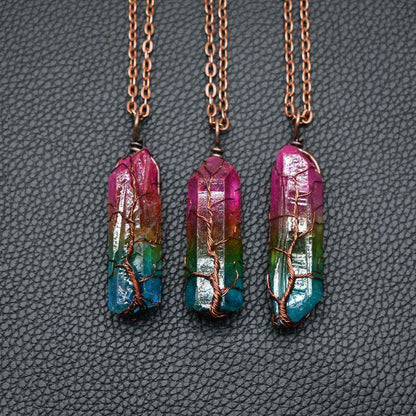 Hot Selling Stone Crystal Pendant Tree Of Life Necklace Fashion - EZEEGET