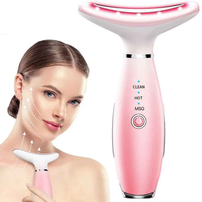 Neck Face Massager, Skin Care Face Massage Tool, 3-in-1 Facial Massager, Face Sculpting Tool With Thermals, Vibration - EZEEGET