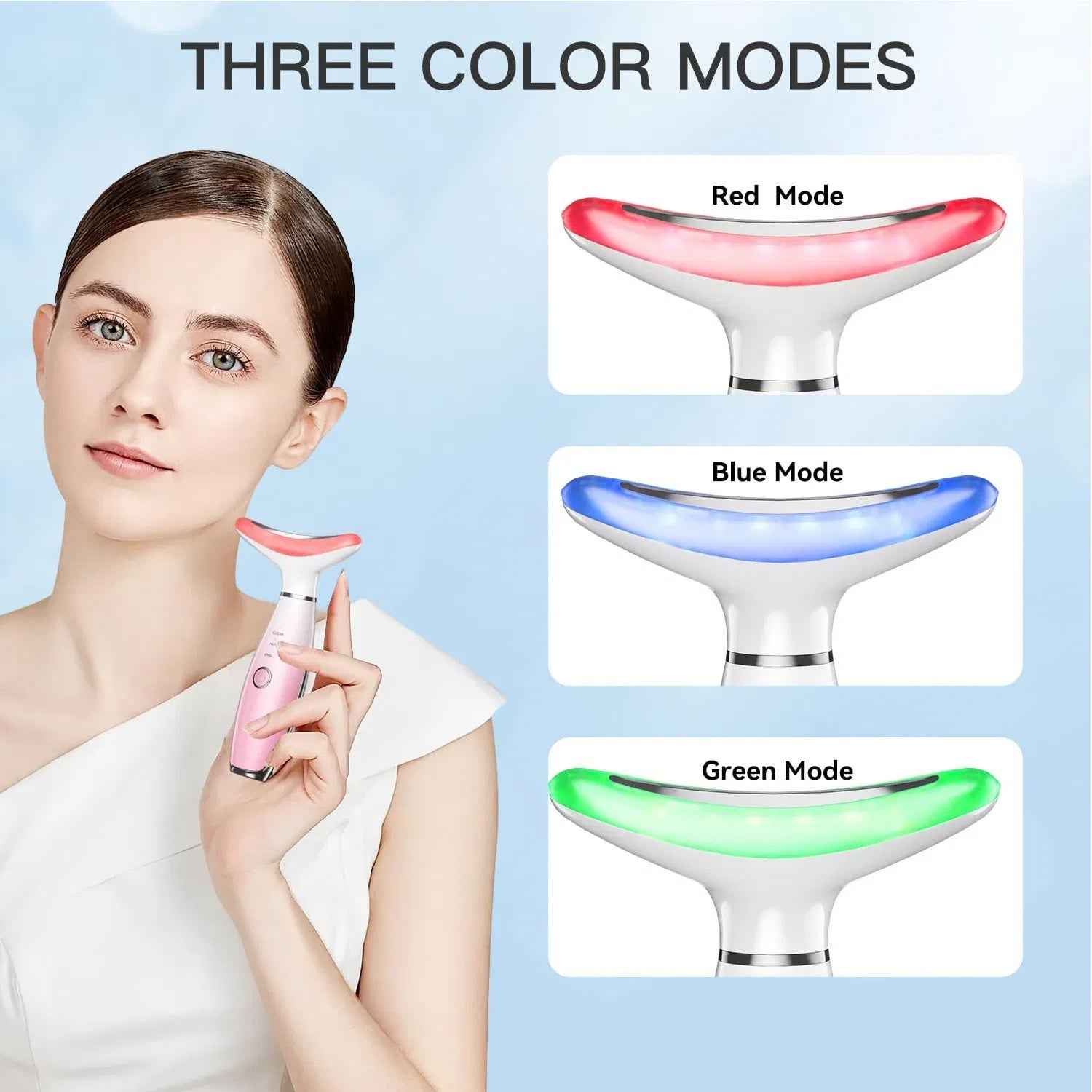 Neck Face Massager, Skin Care Face Massage Tool, 3-in-1 Facial Massager, Face Sculpting Tool With Thermals, Vibration - EZEEGET