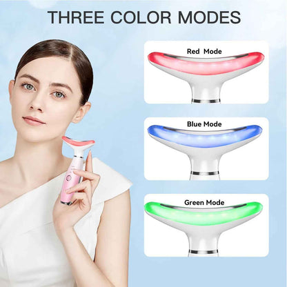Neck Face Massager, Skin Care Face Massage Tool, 3-in-1 Facial Massager, Face Sculpting Tool With Thermals, Vibration - EZEEGET