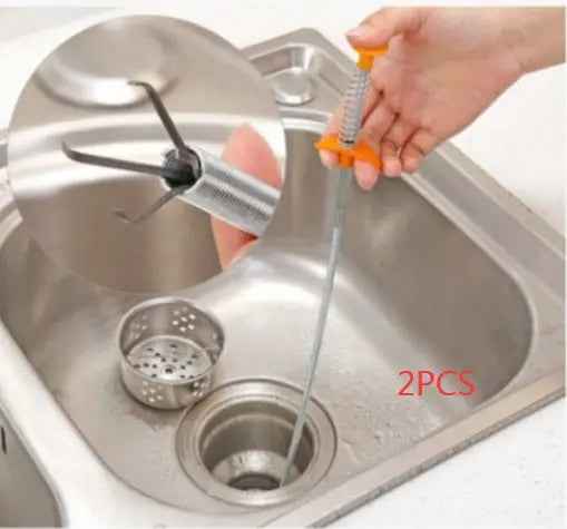 60CM Sewer Dredger Tool - Spring Pipe Dredging Tool for Household Hair Cleaning and Drain Clog Removal in Kitchen Sink - EZEEGET