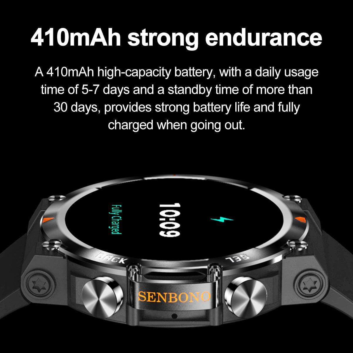 Senbono 2024 MAX18 Men's Arma Oled 1.43-inch HD Large Screen Smart Watch With Gesture Control, AI Voice And Call Function - EZEEGET