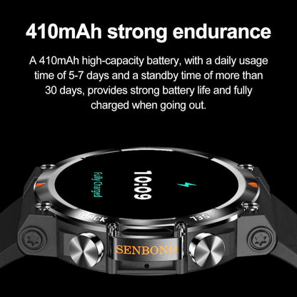 Senbono 2024 MAX18 Men's Arma Oled 1.43-inch HD Large Screen Smart Watch With Gesture Control, AI Voice And Call Function - EZEEGET