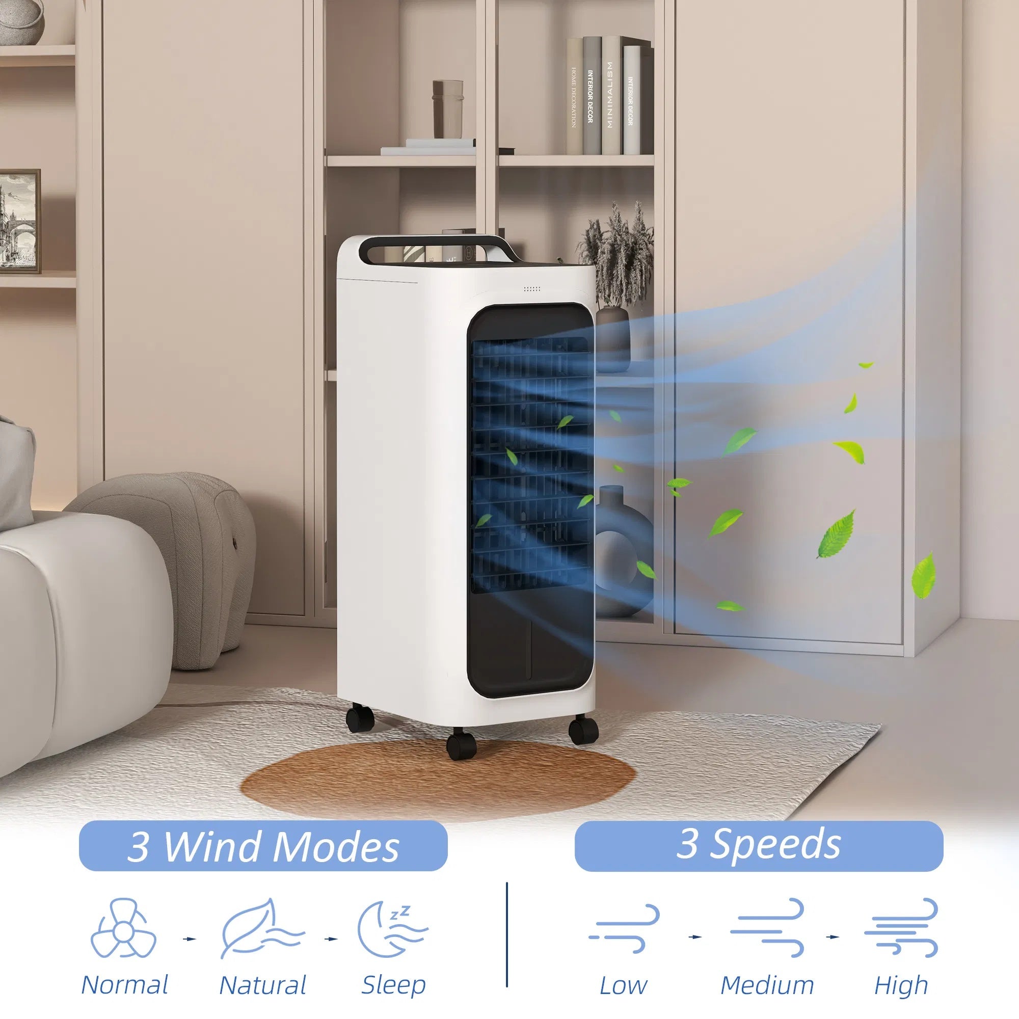 HOMCOM Evaporative Air Cooler With Ice Packs, 3-In-1 Ice Cooling Fan, Portable Swamp Cooler With Water Tank, Timer, Oscillating, Remote, For Home Office Bedroom - EZeeget online shop 