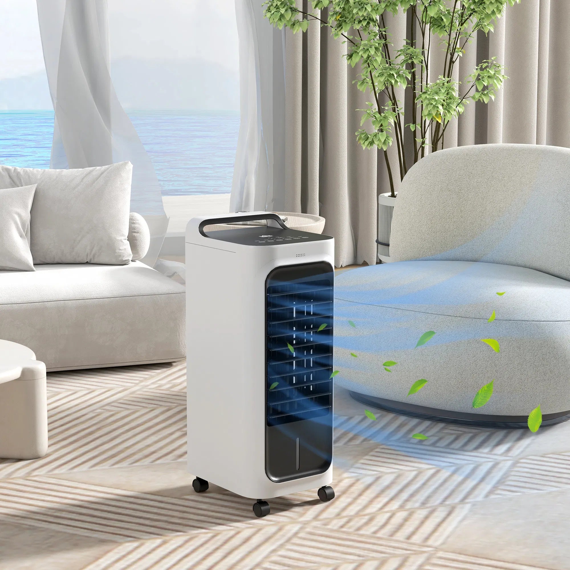 HOMCOM Evaporative Air Cooler With Ice Packs, 3-In-1 Ice Cooling Fan, Portable Swamp Cooler With Water Tank, Timer, Oscillating, Remote, For Home Office Bedroom - EZeeget online shop 