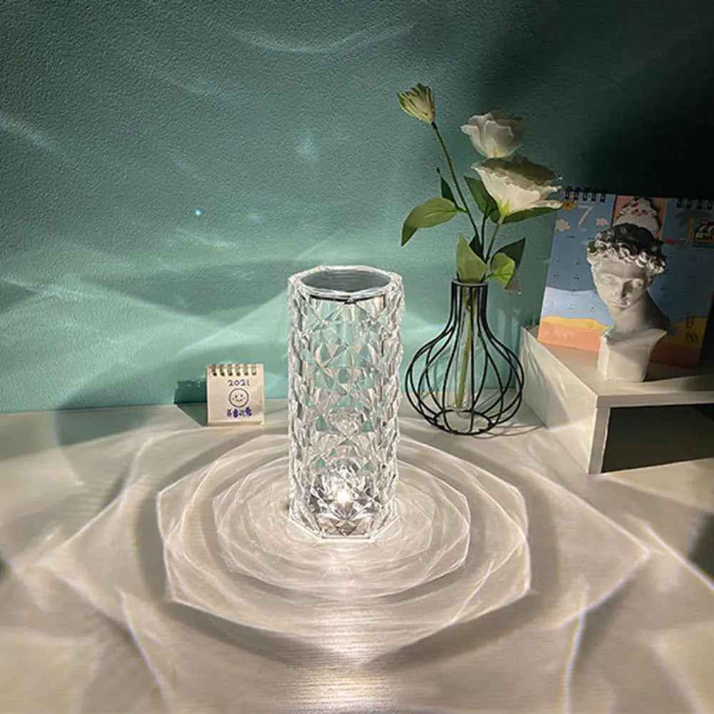 Nordic Crystal Touch Lamp - USB Table Lamp with Touch Dimming and Diamond Projector for Bedroom Atmosphere - EZEEGET