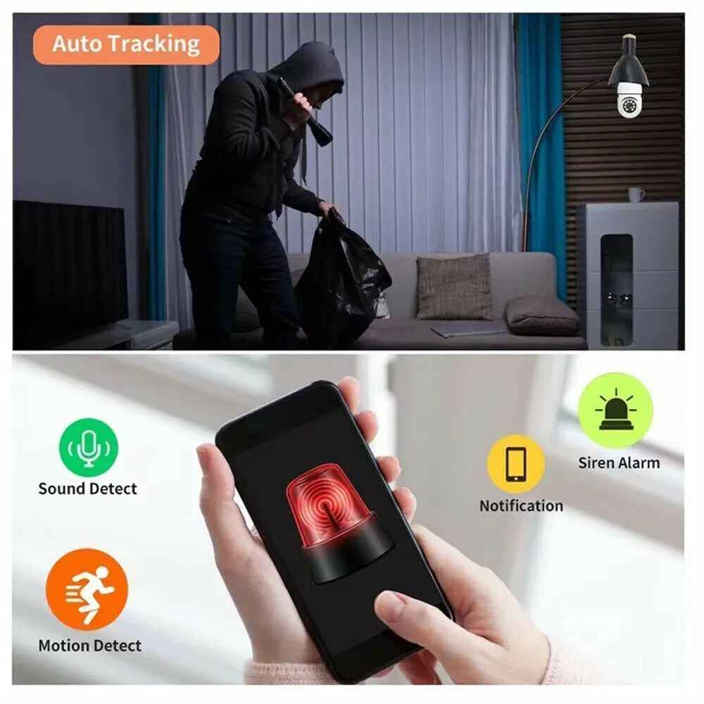 E27 Light Bulb Camera - 1080P HD Wireless Wifi Smart Home Security Solution - EZEEGET
