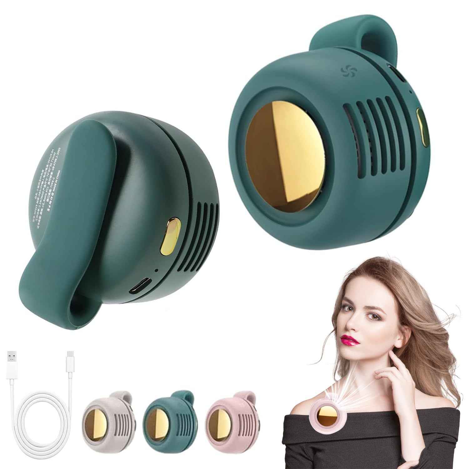Mini Clip Fan Hanging Waist Neck Fan Girl Electric Air Cooling Fan 900mah USB Leafless Fan 3 Speeds For Outdoor Camping Fishing - EZEEGET