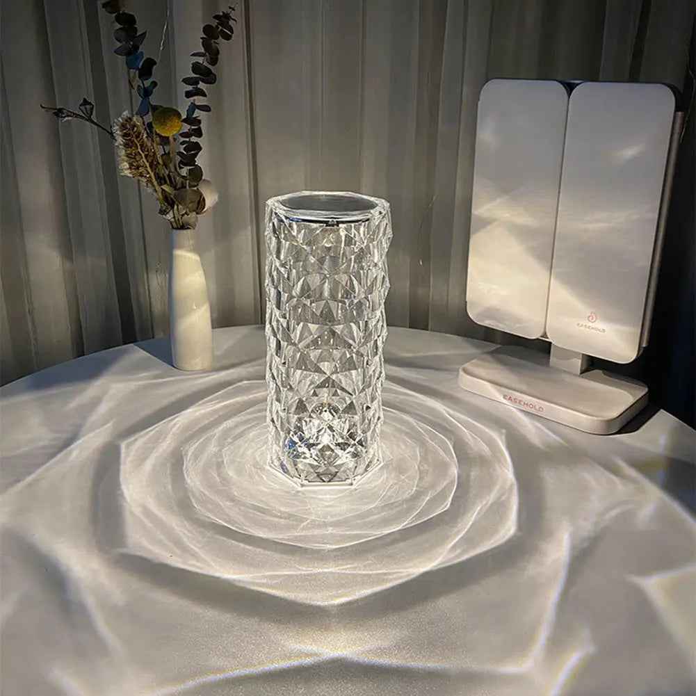 Nordic Crystal Touch Lamp - USB Table Lamp with Touch Dimming and Diamond Projector for Bedroom Atmosphere - EZEEGET