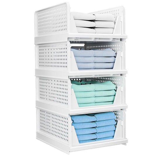 4 Packs Plastic Storage Box With Slide Rail Stackable  For Living Room Bedroom Wardrobe Fedex Shipping - EZeeget online shop 