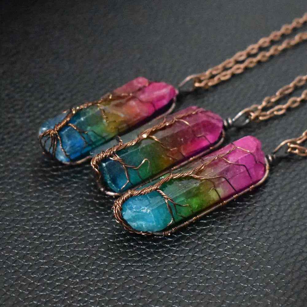 Hot Selling Stone Crystal Pendant Tree Of Life Necklace Fashion - EZEEGET