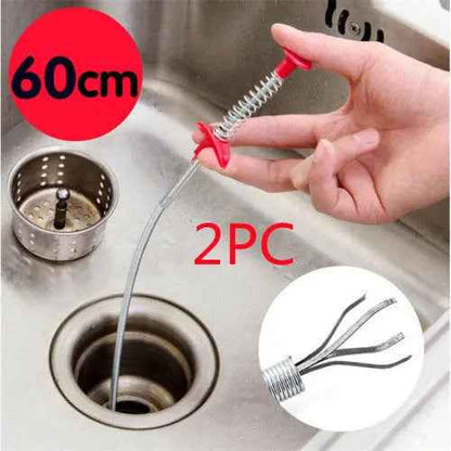 60CM Sewer Dredger Tool - Spring Pipe Dredging Tool for Household Hair Cleaning and Drain Clog Removal in Kitchen Sink - EZEEGET