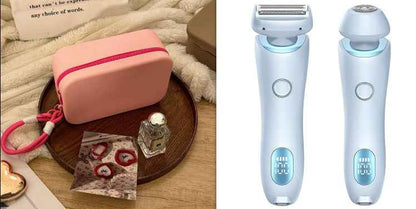 2 In 1 Hair Removal Epilator USB Rechargeable Trimmer Women Body Razor Face Leg Armpit Bikini Hand Pubic Shaver Hair Remover - EZEEGET