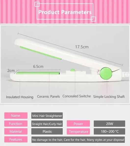 Mini Portable Hair Iron Hair Straightener Curler Professional Hair Irons Ceramic - EZEEGET