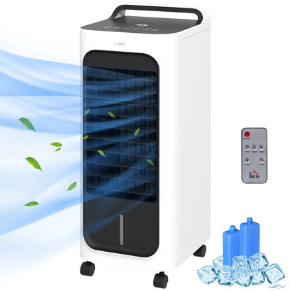 HOMCOM Evaporative Air Cooler With Ice Packs, 3-In-1 Ice Cooling Fan, Portable Swamp Cooler With Water Tank, Timer, Oscillating, Remote, For Home Office Bedroom - EZeeget online shop 