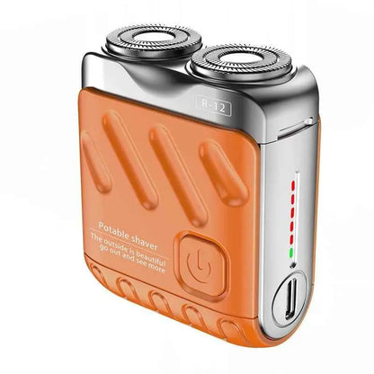Portable Rotary Dual Ring Electric Shaver Men Travel Mini Shaver Double Floating Magnetic Blade Head Rechargeable Pocket Razors