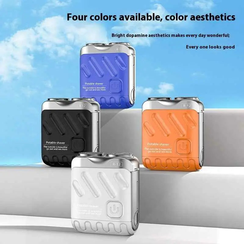 Portable Rotary Dual Ring Electric Shaver Men Travel Mini Shaver Double Floating Magnetic Blade Head Rechargeable Pocket Razors