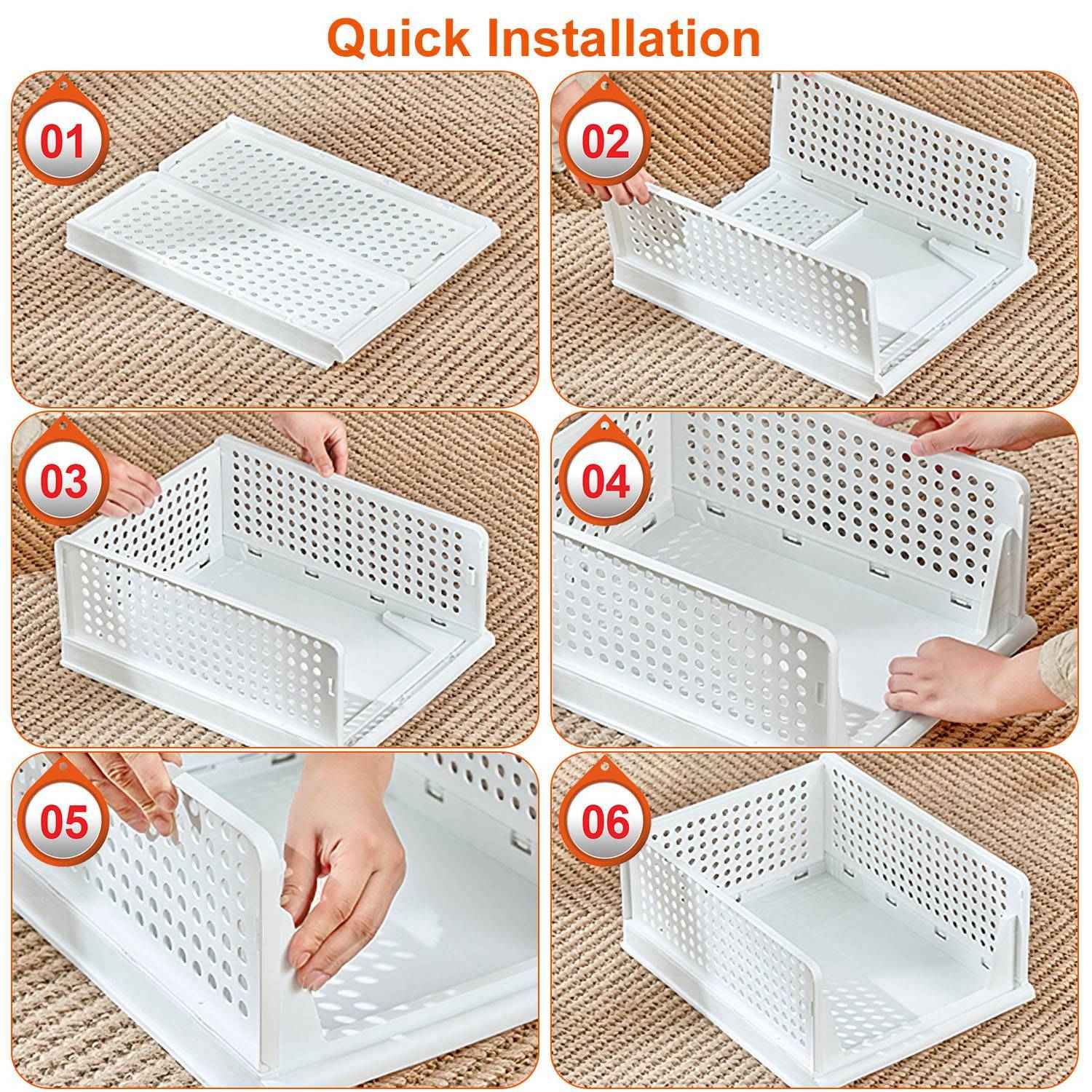 4 Packs Plastic Storage Box With Slide Rail Stackable  For Living Room Bedroom Wardrobe Fedex Shipping - EZEEGET