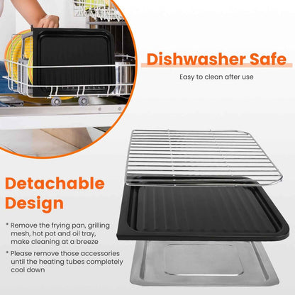1Pc 3 In 1 Electric Hot Pot With Grill 1600W Smokeless Non-Stick Korean BBQ Grill Shabu Shabu Hot Pot Combo With Independent Temperature Control For 3-5 People Fedex Shipping - EZEEGET
