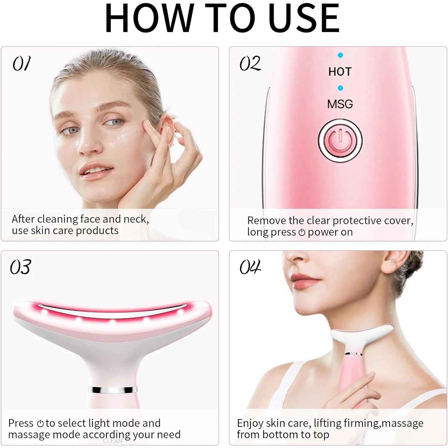 Neck Face Massager, Skin Care Face Massage Tool, 3-in-1 Facial Massager, Face Sculpting Tool With Thermals, Vibration - EZEEGET