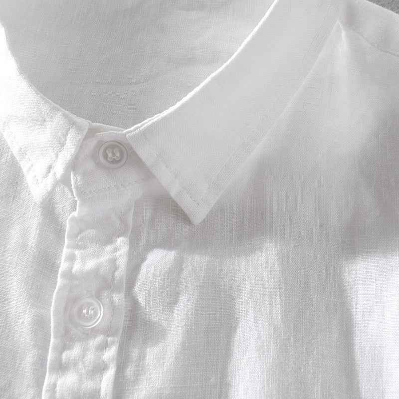 Short Sleeve Breathable Pure Linen Shirt For Men