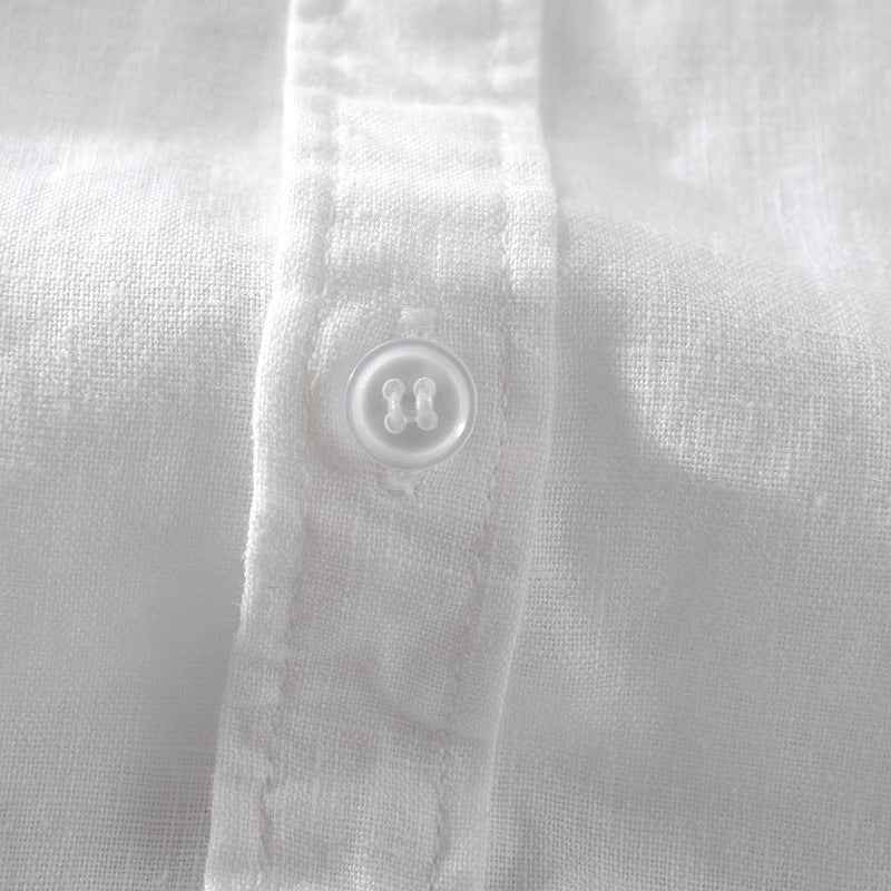 Short Sleeve Breathable Pure Linen Shirt For Men