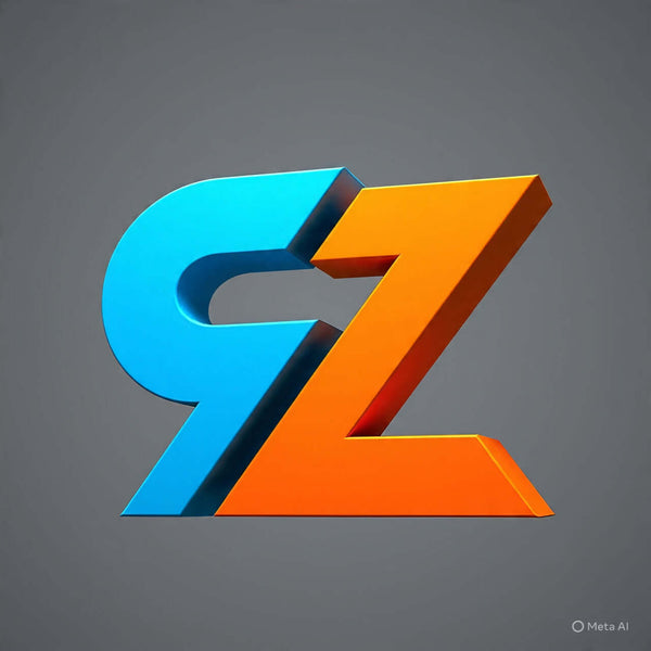 Stylized 3D logo featuring the letters R and Z in vibrant orange and blue colors against a grey background.