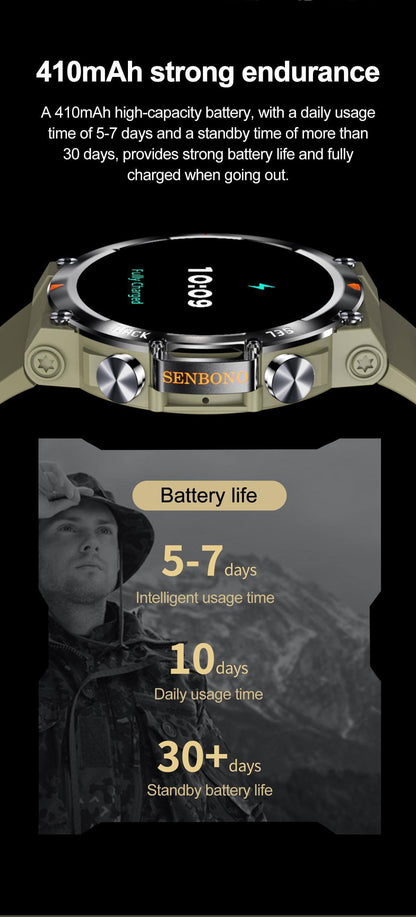 Senbono 2024 MAX18 Men's Arma Oled 1.43-inch HD Large Screen Smart Watch With Gesture Control, AI Voice And Call Function - EZEEGET