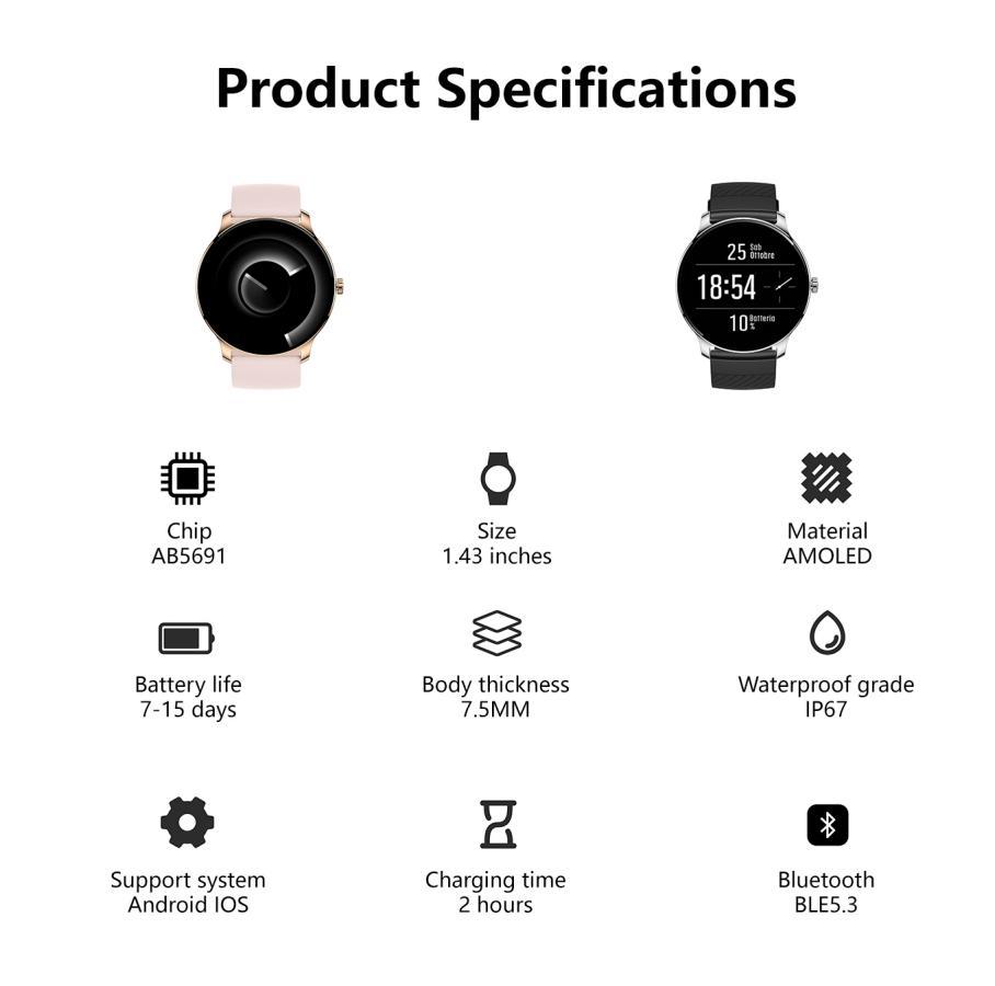 Ultra Slim Smart Watch For Men Women, 1.43 AMOLED Screen Fitness Watches ,  LP67 Outdoor Watch For Android Ios EZeeget online shop