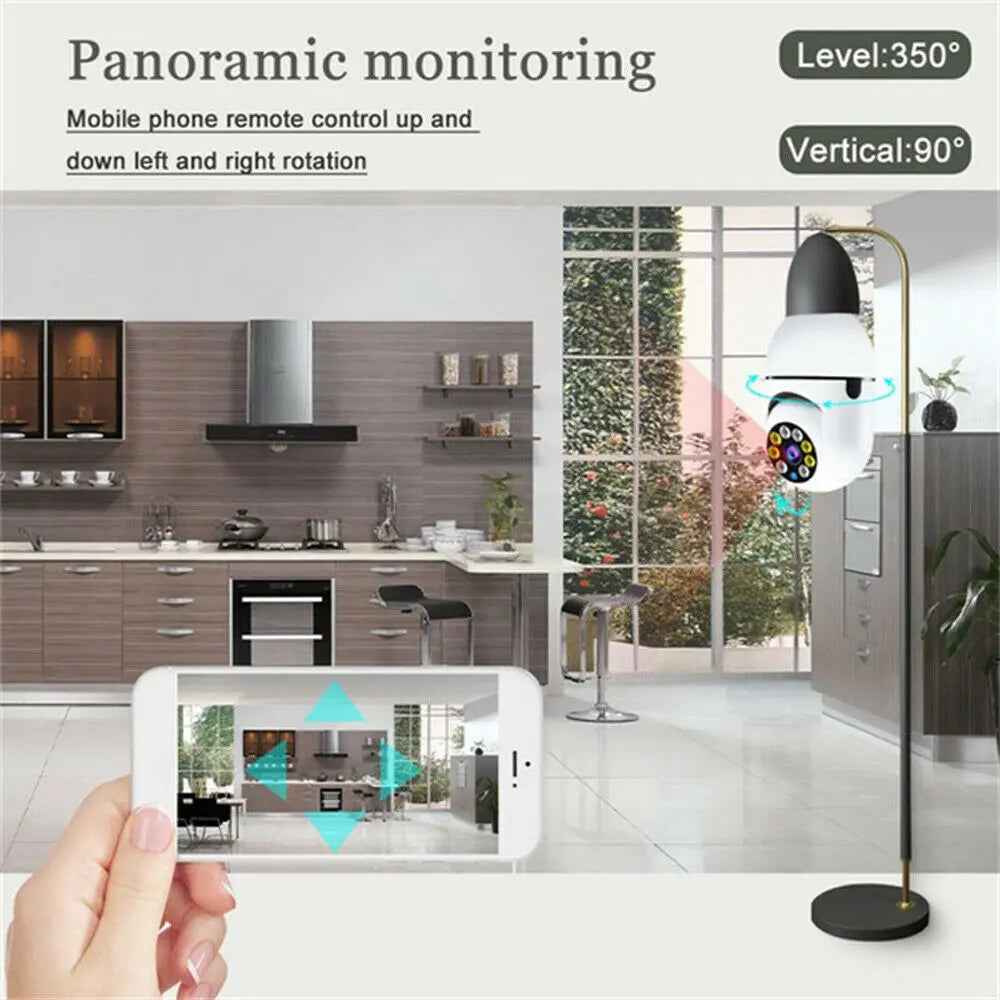 E27 Light Bulb Camera - 1080P HD Wireless Wifi Smart Home Security Solution - EZEEGET