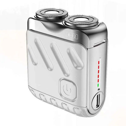 Portable Rotary Dual Ring Electric Shaver Men Travel Mini Shaver Double Floating Magnetic Blade Head Rechargeable Pocket Razors