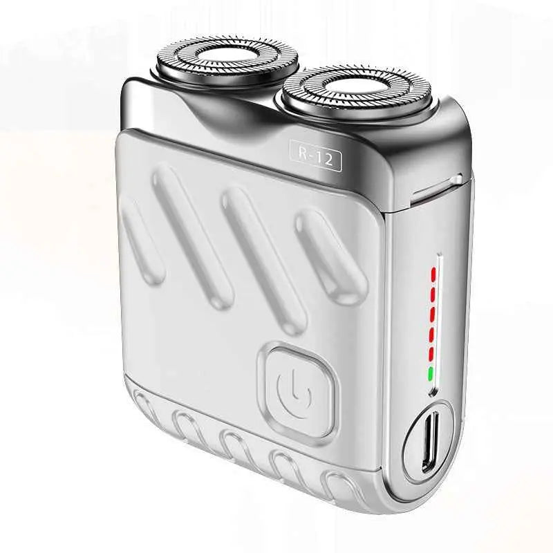 Portable Rotary Dual Ring Electric Shaver Men Travel Mini Shaver Double Floating Magnetic Blade Head Rechargeable Pocket Razors
