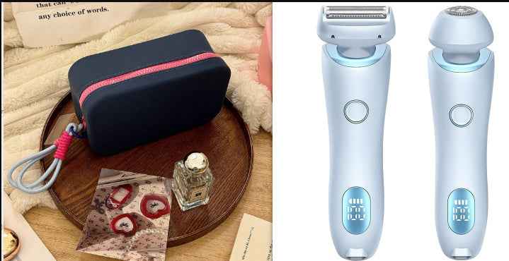 2 In 1 Hair Removal Epilator USB Rechargeable Trimmer Women Body Razor Face Leg Armpit Bikini Hand Pubic Shaver Hair Remover - EZEEGET