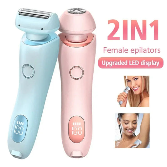 2 In 1 Hair Removal Epilator USB Rechargeable Trimmer Women Body Razor Face Leg Armpit Bikini Hand Pubic Shaver Hair Remover - EZeeget online shop 