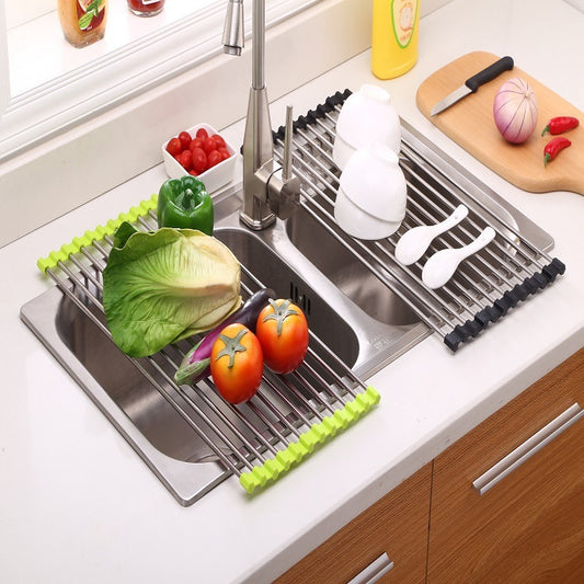 Folding Kitchen Drain Sink Rack Stainless Steel - EZeeget online shop 