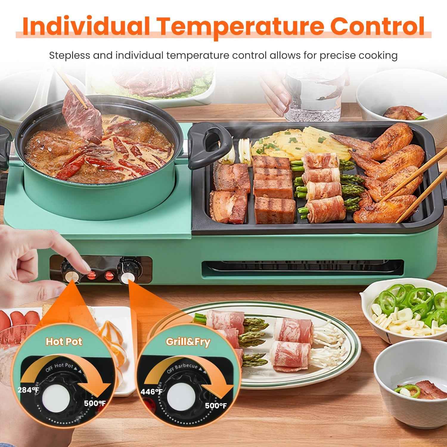 1Pc 3 In 1 Electric Hot Pot With Grill 1600W Smokeless Non-Stick Korean BBQ Grill Shabu Shabu Hot Pot Combo With Independent Temperature Control For 3-5 People Fedex Shipping - EZEEGET