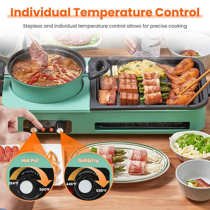 1Pc 3 In 1 Electric Hot Pot With Grill 1600W Smokeless Non-Stick Korean BBQ Grill Shabu Shabu Hot Pot Combo With Independent Temperature Control For 3-5 People Fedex Shipping - EZEEGET