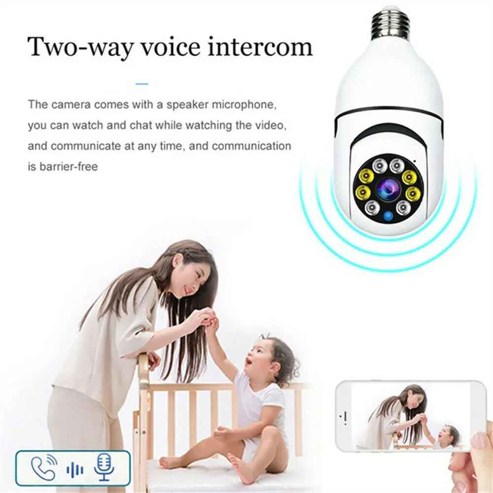 E27 Light Bulb Camera - 1080P HD Wireless Wifi Smart Home Security Solution - EZEEGET