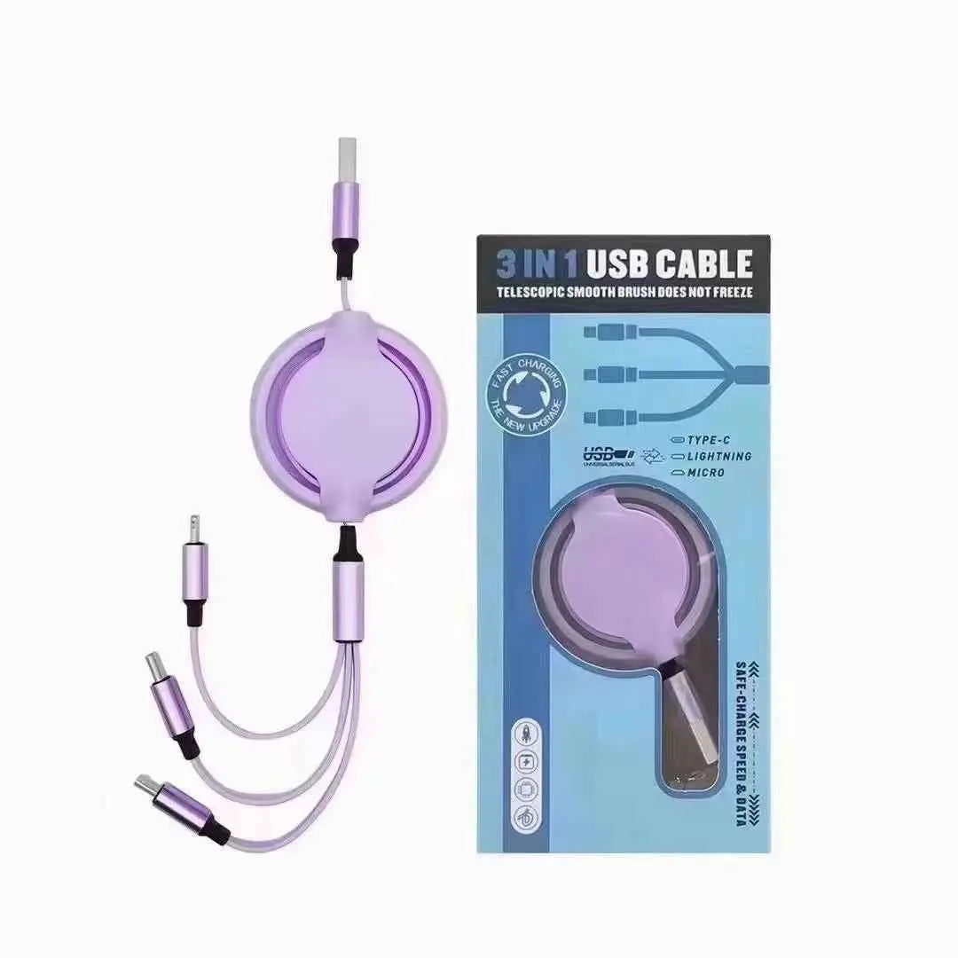 Three-in-One Mobile Phone Charger for Easy Multi-device Charging and Interface Switching - EZEEGET
