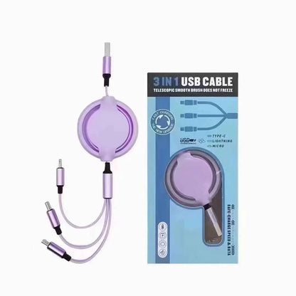 Three-in-One Mobile Phone Charger for Easy Multi-device Charging and Interface Switching - EZEEGET