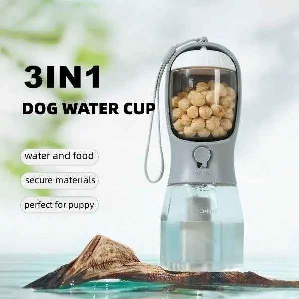 Portable Dog Water Cup - Multi-Functional Three-in-One Pet Supplies with Food and Garbage Bag - EZEEGET
