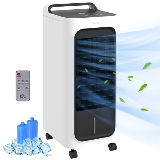 HOMCOM Evaporative Air Cooler With Ice Packs, 3-In-1 Ice Cooling Fan, Portable Swamp Cooler With Water Tank, Timer, Oscillating, Remote, For Home Office Bedroom - EZeeget online shop 