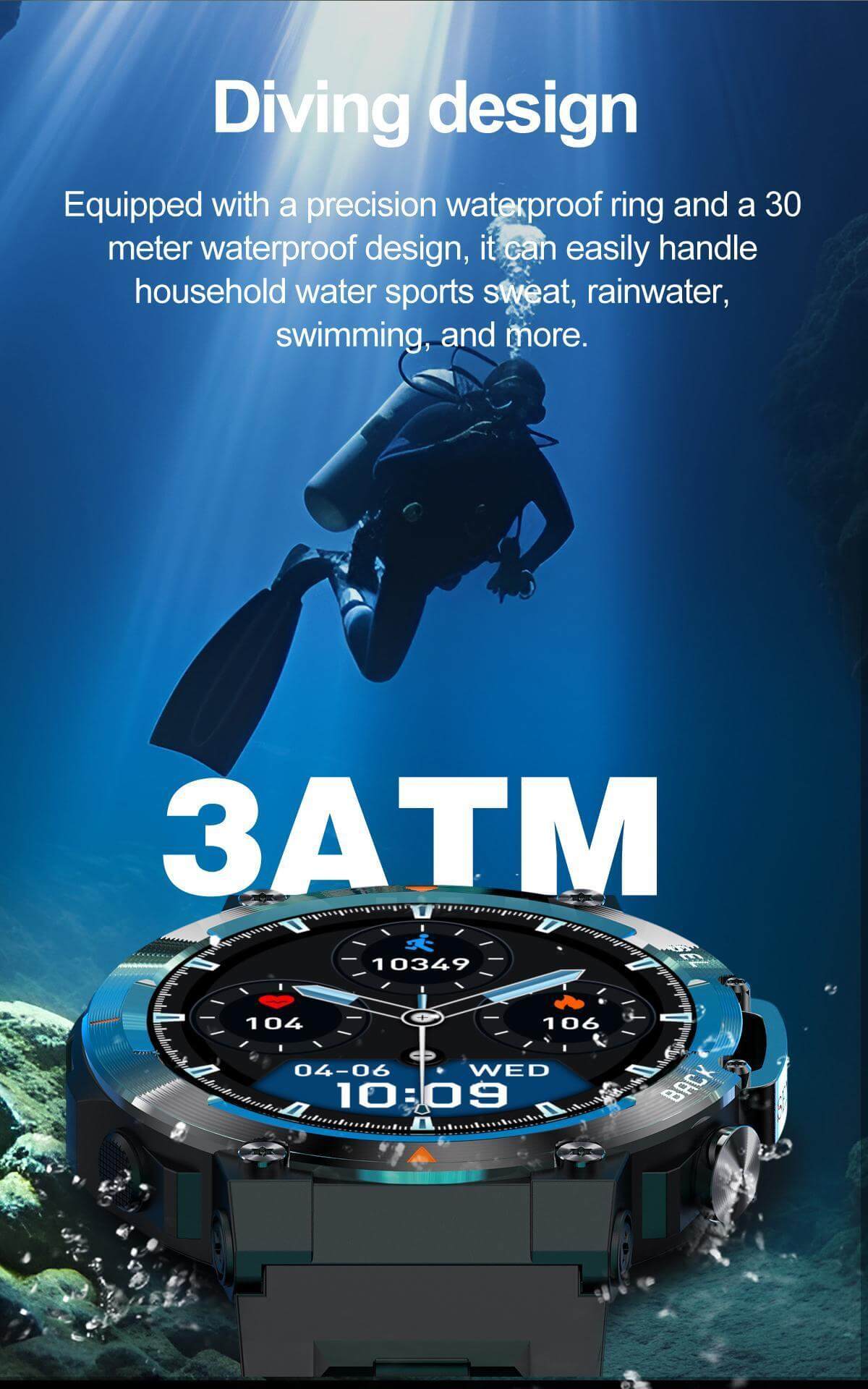 Senbono 2024 MAX18 Men's Arma Oled 1.43-inch HD Large Screen Smart Watch With Gesture Control, AI Voice And Call Function - EZEEGET