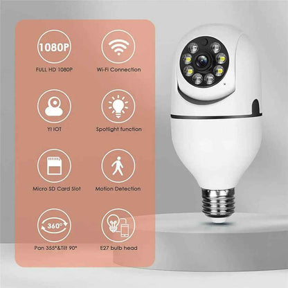 E27 Light Bulb Camera - 1080P HD Wireless Wifi Smart Home Security Solution - EZEEGET