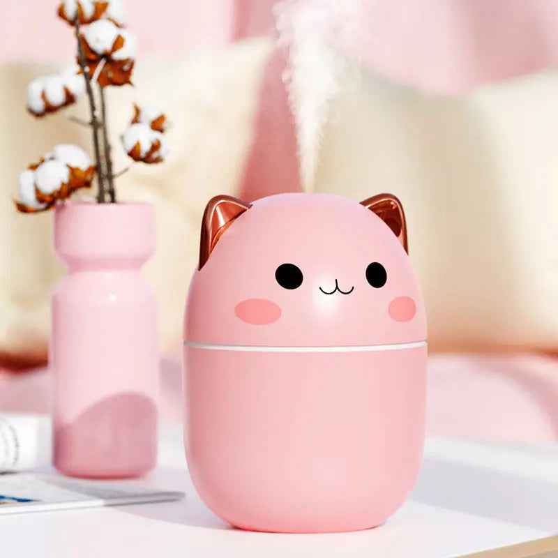 Air Humidifier Cute Cat - Ultra-Silent USB Aromatherapy Purifier for Office, Household, Bedroom, and Car with LED Cool Mist Spray - EZEEGET
