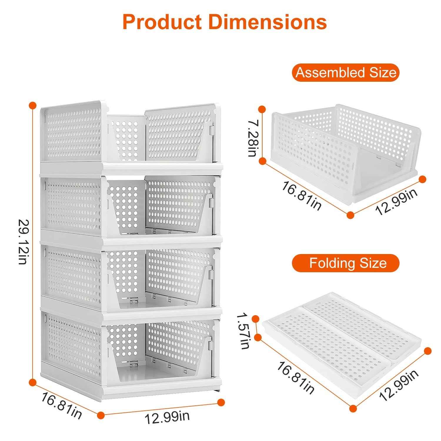 4 Packs Plastic Storage Box With Slide Rail Stackable  For Living Room Bedroom Wardrobe Fedex Shipping - EZEEGET